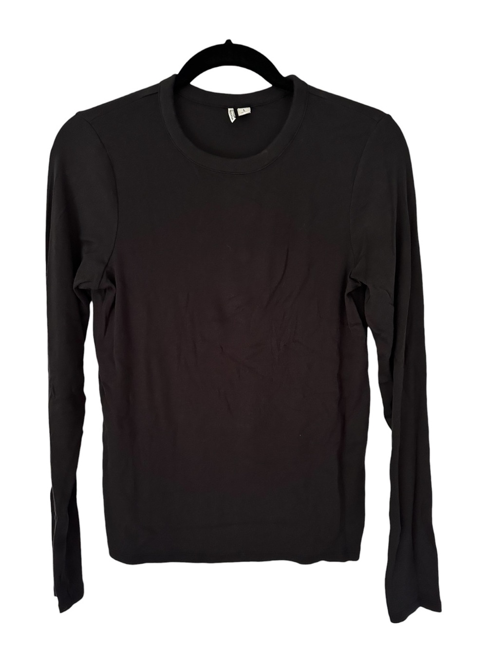 Nordstrom Black Long-Sleeve Cotton Crewneck Tee